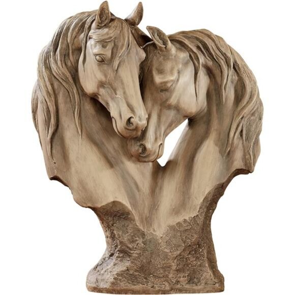 Touch of Class Loving Horses Table Sculpture Tan - Light Brown - Made of Resin